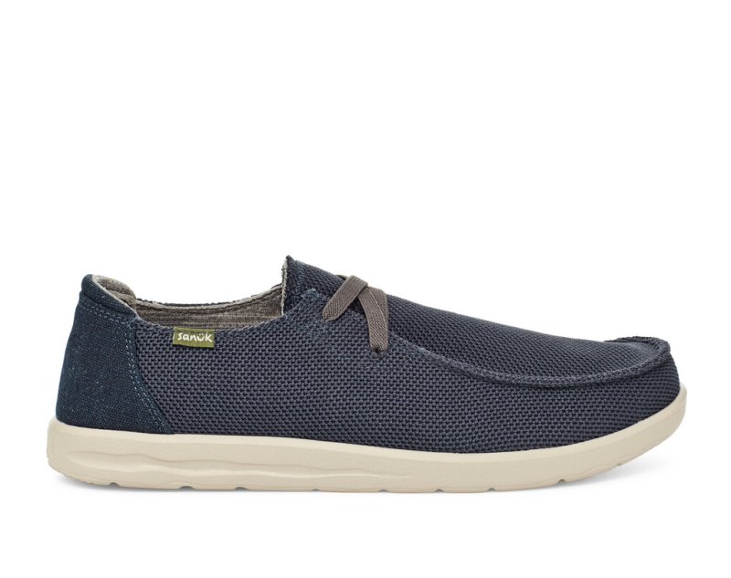 Sanuk Shaka Mesh No Tie Men\'s Sidewalk Surfers Navy | Canada 289PJJ